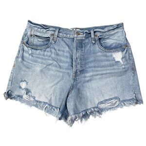 We The Free Denim Jean Shorts High Rise Size 31 Distressed Raw Hem